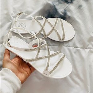 White Crystal Rubber Sandals
